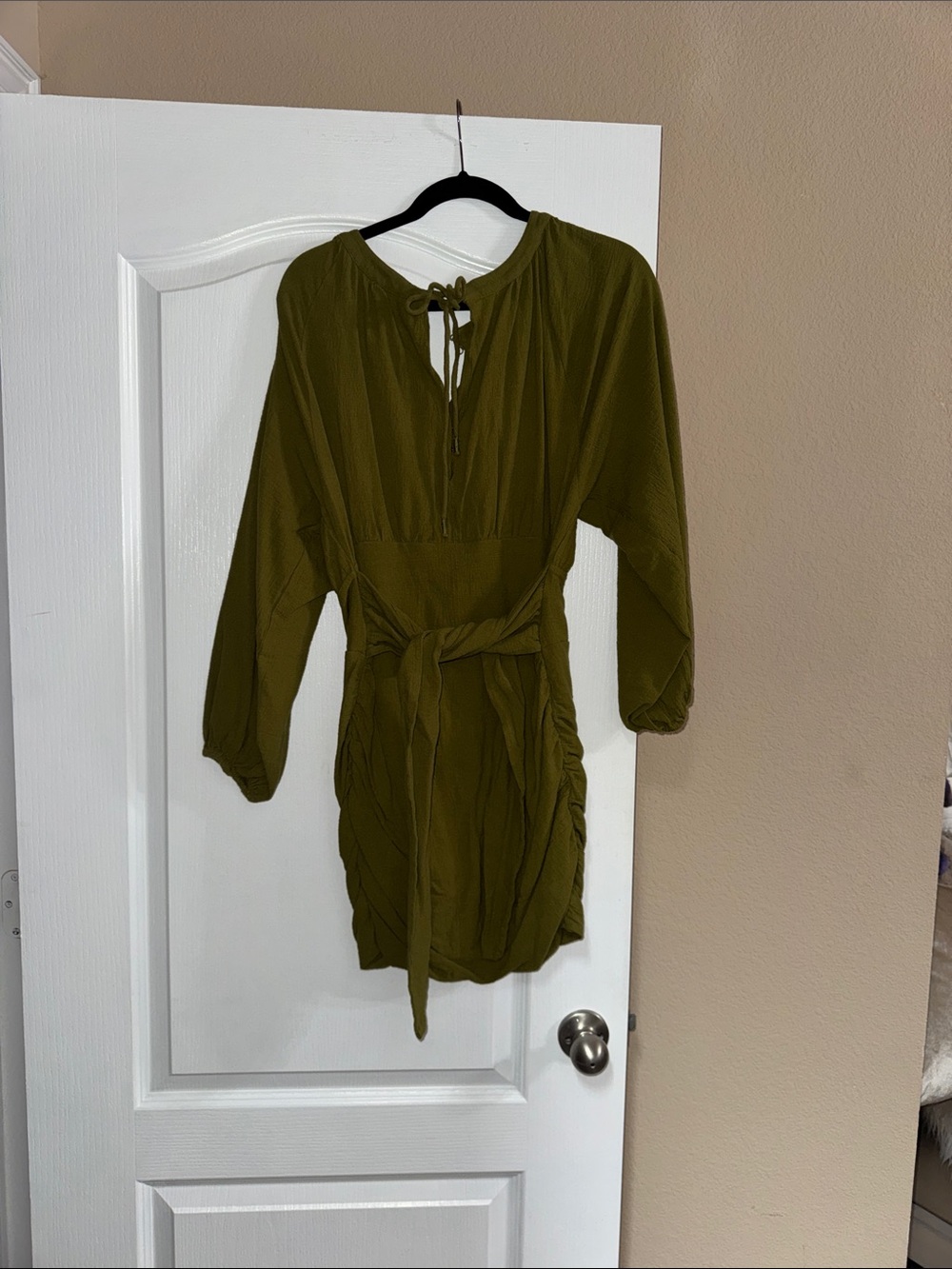 Free People Olive Tie-Waist Long Sleeve Tunic dress